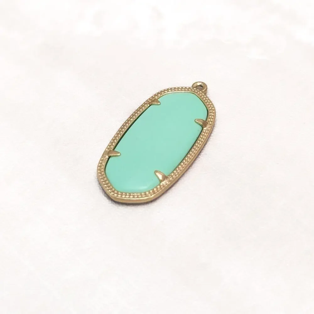 Mint Green & Gold Tone Pendant - Just Over 1.5